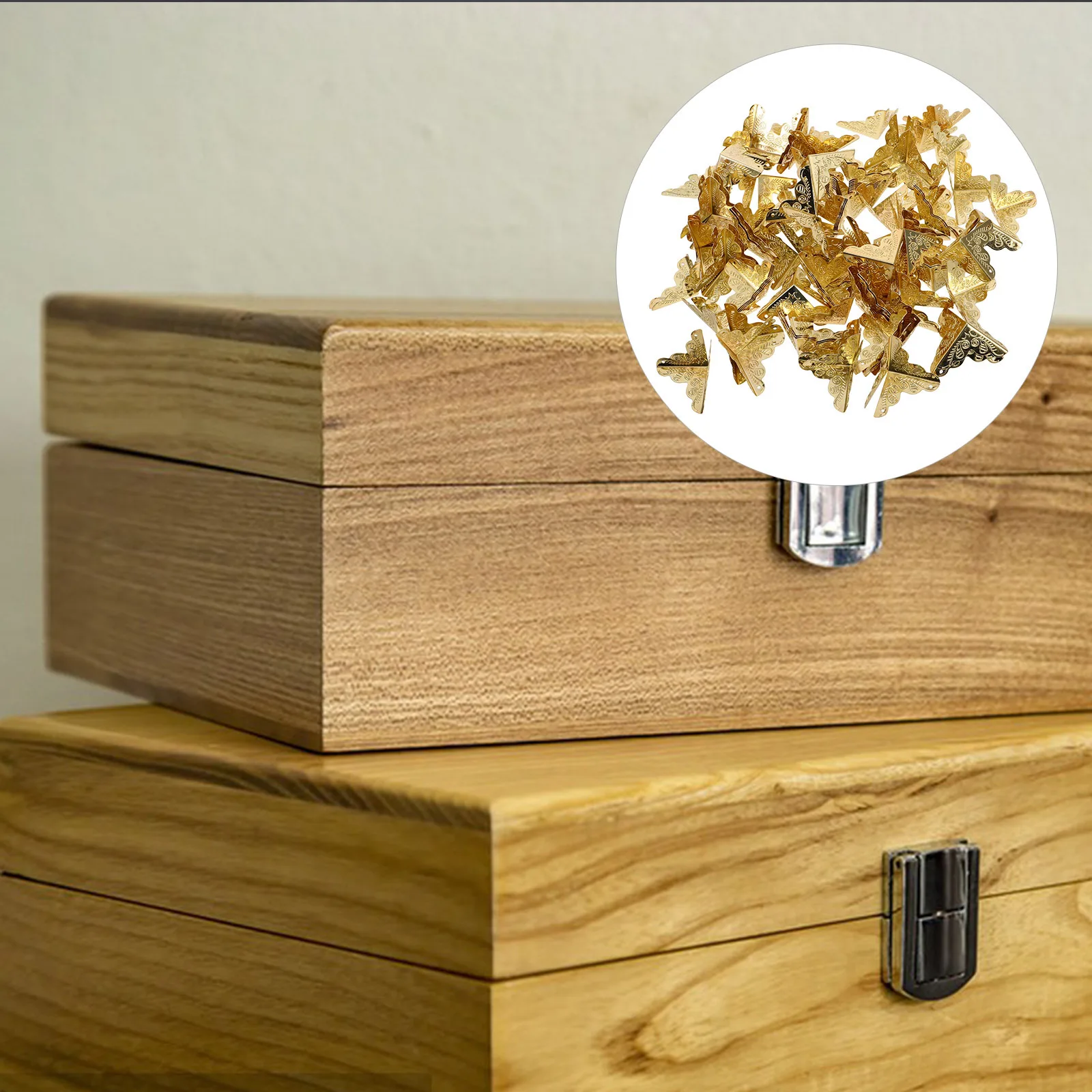 

100Pcs Box Corner Protectors Iron Vintage Edge Guards Decorative Chest Bracket Furniture Guards for Wooden Containers