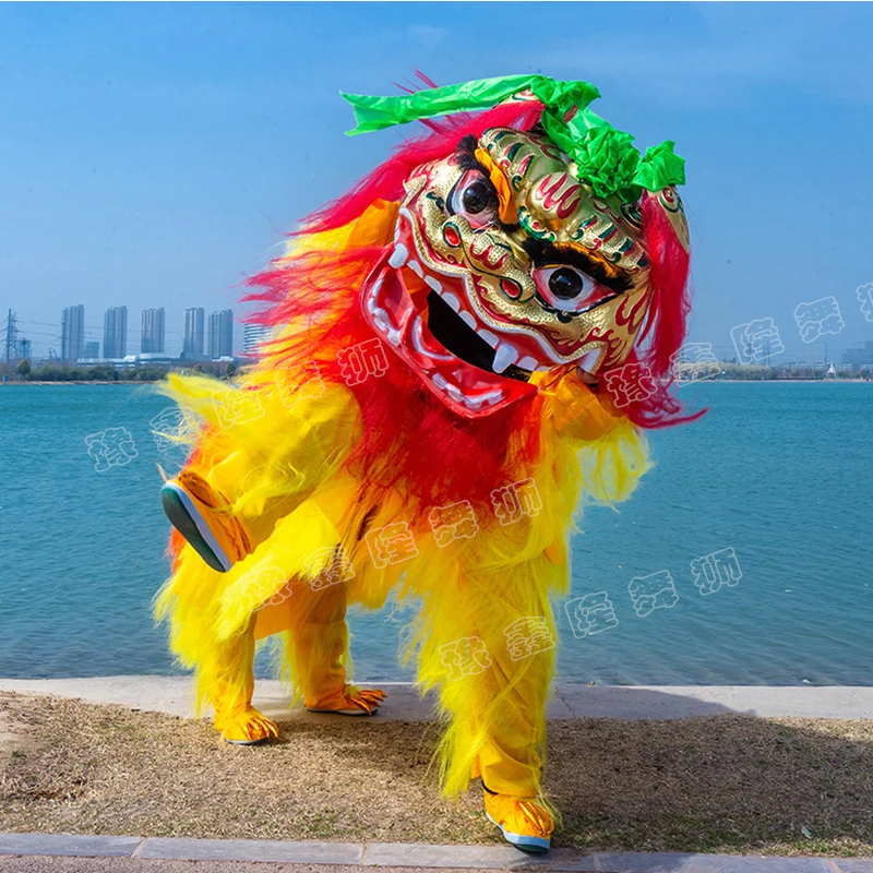 Chinese stijl draak en leeuw dans rekwisieten lentefestival Noordelijke leeuw volwassen duet kostuum prestaties