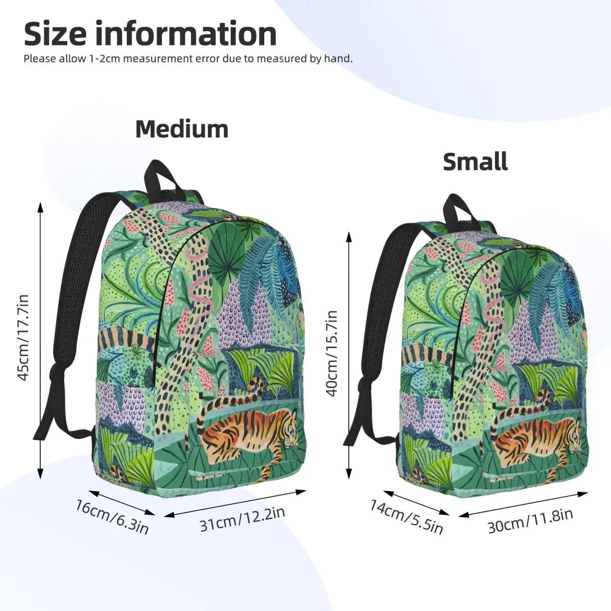Jungle Tiger Art Backpack Daypack Large Capacity Children BookBag School Bag Shoulder Bags for Boys Girls