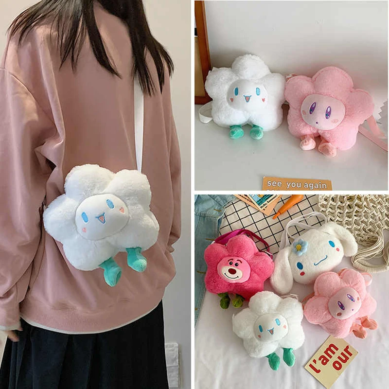 시나모롤 Kwiatowy Pluszowy Plecak Szkolny Dzieci Lalka Prezent Moda Jy리오 Kreskówka Cinnamoroll Plecaki Juguetes De Peluche Prezenty Świąteczne