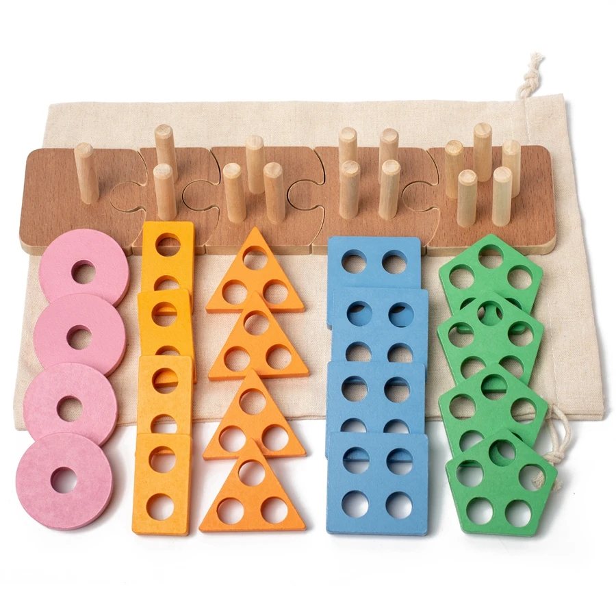 Jouet de tri de documents en bois multifonctionnel Montessori, jouets empilables, puzzle Makron pour les tout-petits et les enfants d'âge alth, jouet de motricité fine