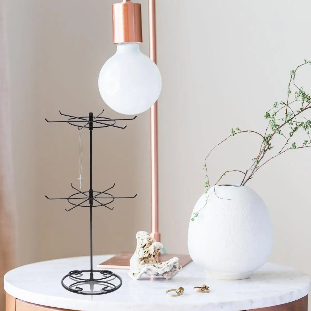 Jewelry Display Stand for Necklaces Bracelets Rings 6 Hooks One Tier 8 Hooks Another Durable Metal Earrings Rack