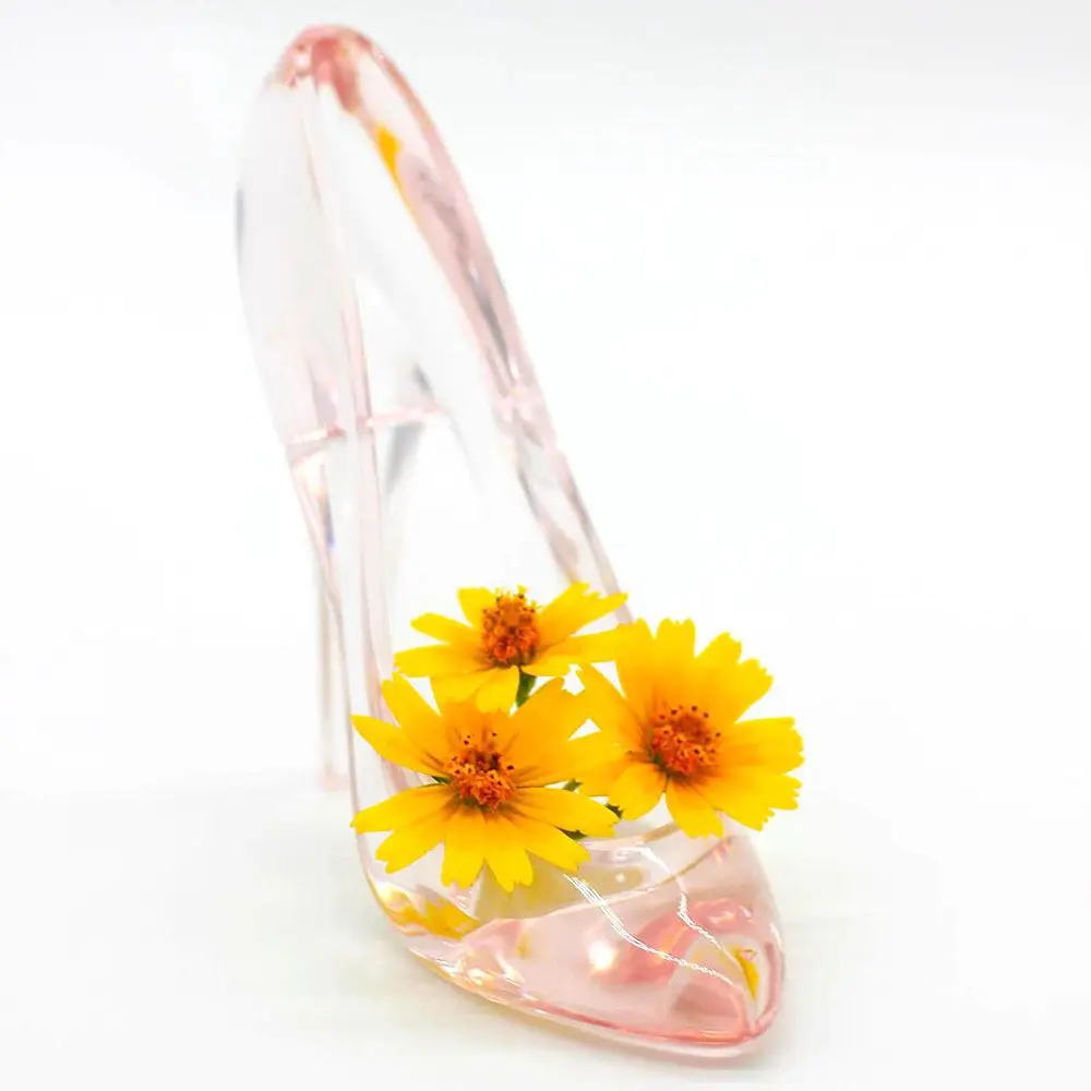 Acrylic Cinderellas Crystal Shoes Kids Birthday Gift Home Decor Crafts High-heeled Shoes Wedding Figurines Miniatures Ornament