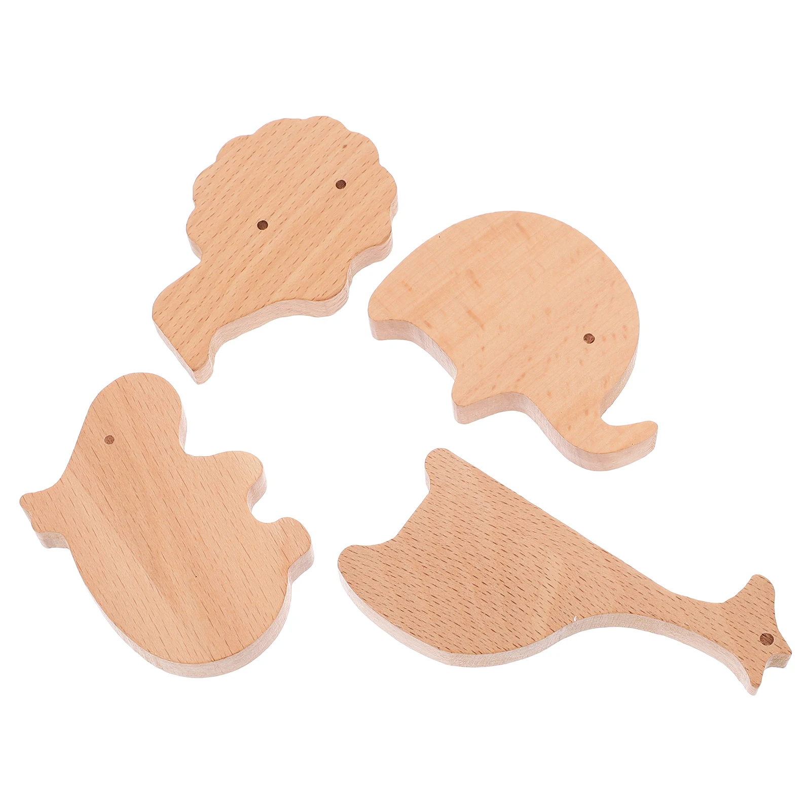 

4 Pcs Children's Wooden Wall Hooks Natural Wild Animal Beige Coat Hat Hangers Nursery Decor Wood ClosetHooks Small