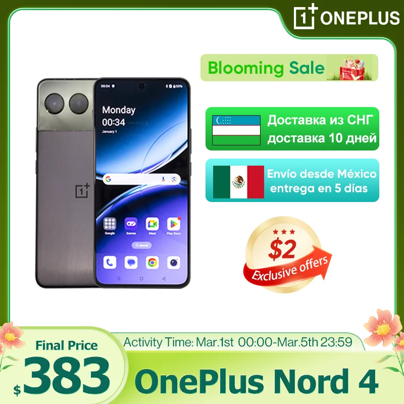 2024 ใหม่ Global Version OnePlus Nord 4 5G 5500mAh แบตเตอรี่ 100W SUPERVOOC 50MP SONY Dual กล้อง 120Hz ultra-brightAMOLED จอแสดงผล