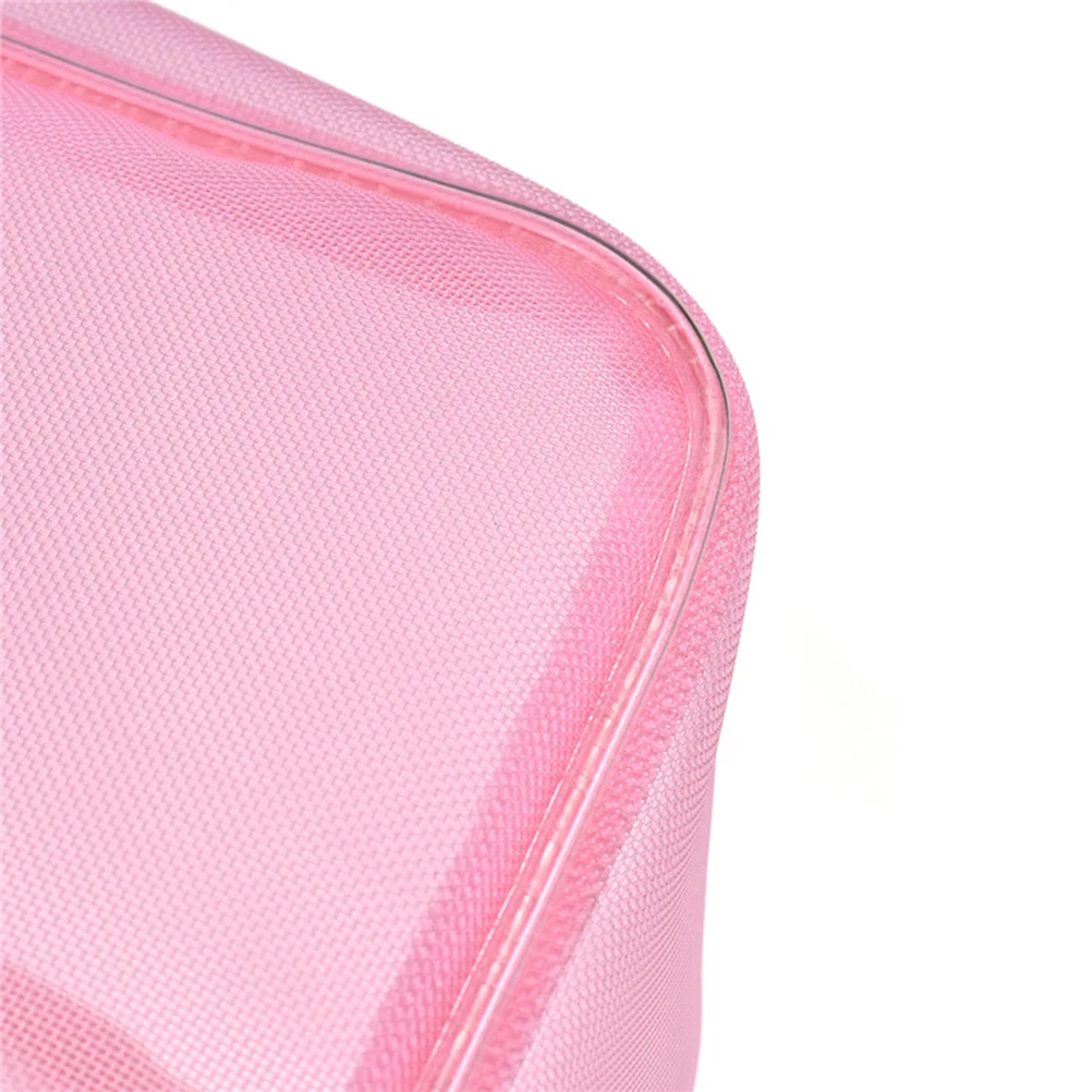

Portable Knitting Bag Yarn Tote Organizer Case Storage Mesh Zipper Closure Stereoscopic Design Clear Material Inside Pink