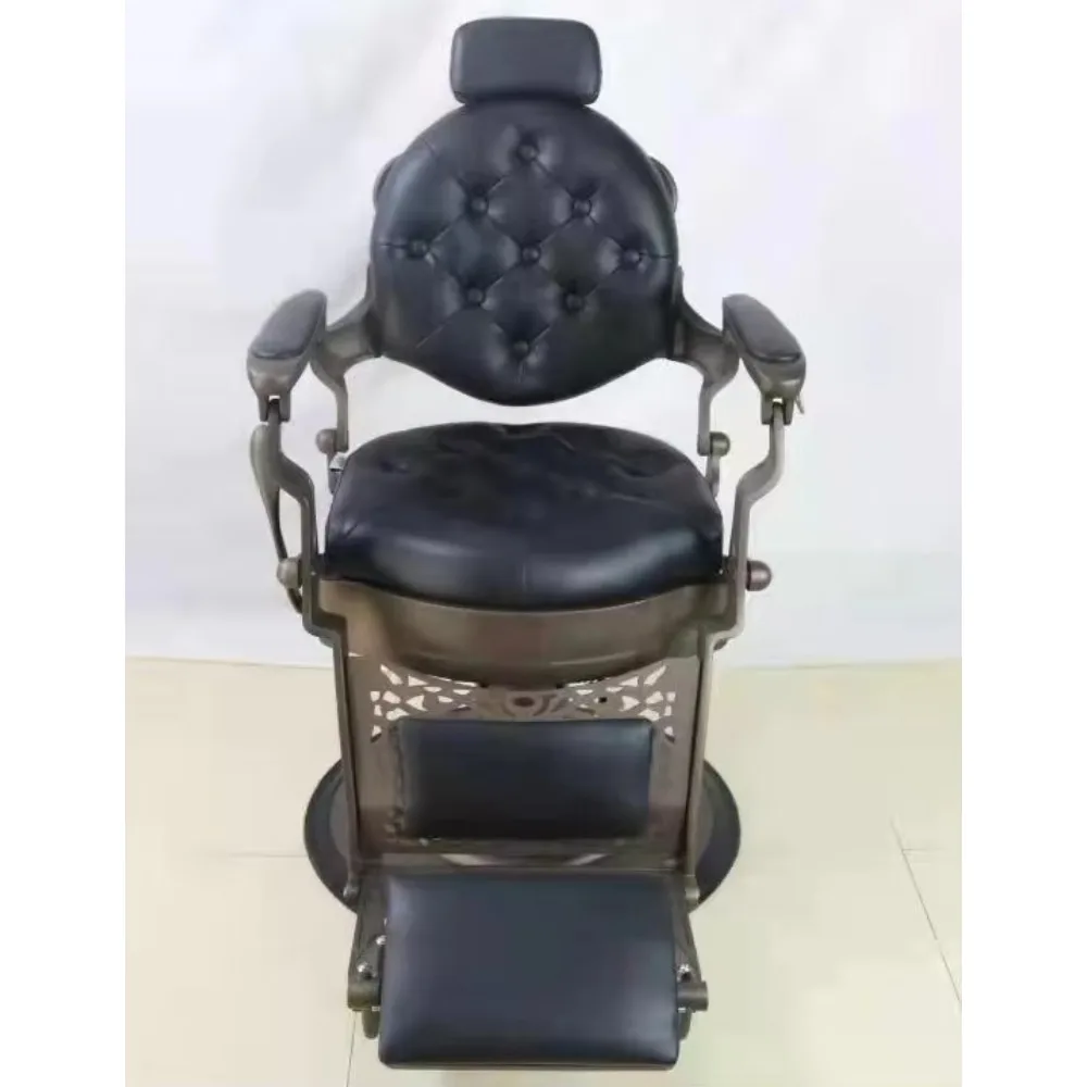 Vintage-Style Hydraulic Barber Chair for Men, Heavy-Duty Salon Furniture with 360° Swivel, Adjustable Height & PU Leather Seat