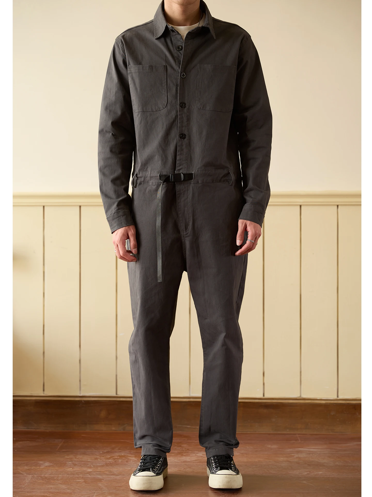 

Casual Japanese Harajuku Long Sve Onesie Set Youth Trendy Workwear Overall Pants Cotton Polyester Straight Leg Work Trousers