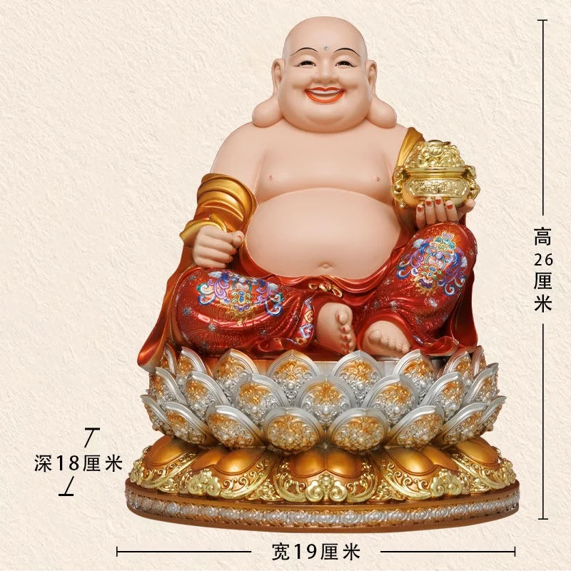 Tibetan Buddhism Resin Carving Maitreya Buddha Statue Home Buddhist Hall Desktop Decor Offering Ornaments