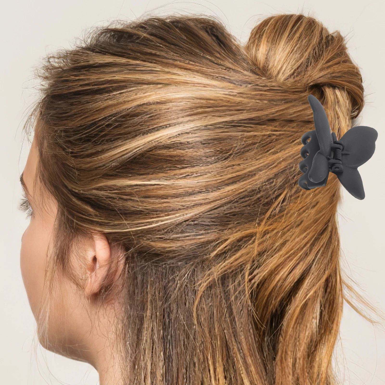 

4Pcs Frosted Hairpin Claw Clips Set White Black Burgundy Orange Thick Hair Back Holder Accessories Girls Stylish Butterfly