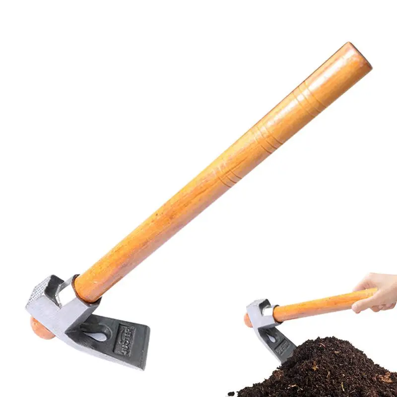 

Garden Hoe Steel Gardening Hoe Hand Tool With Wood Handle Weeding Puller Accessories For Backyard Weeding Soil Loosening Supply