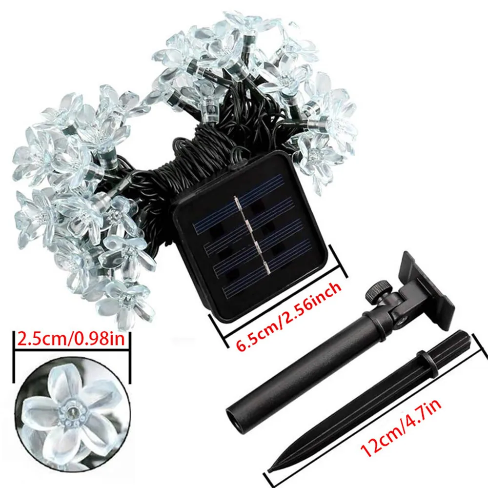 1PC Solar String Flower Lights Outdoor 20/50/100 LED Fairy Light For Garden Fence Patio Yard Christmas Tree Decor