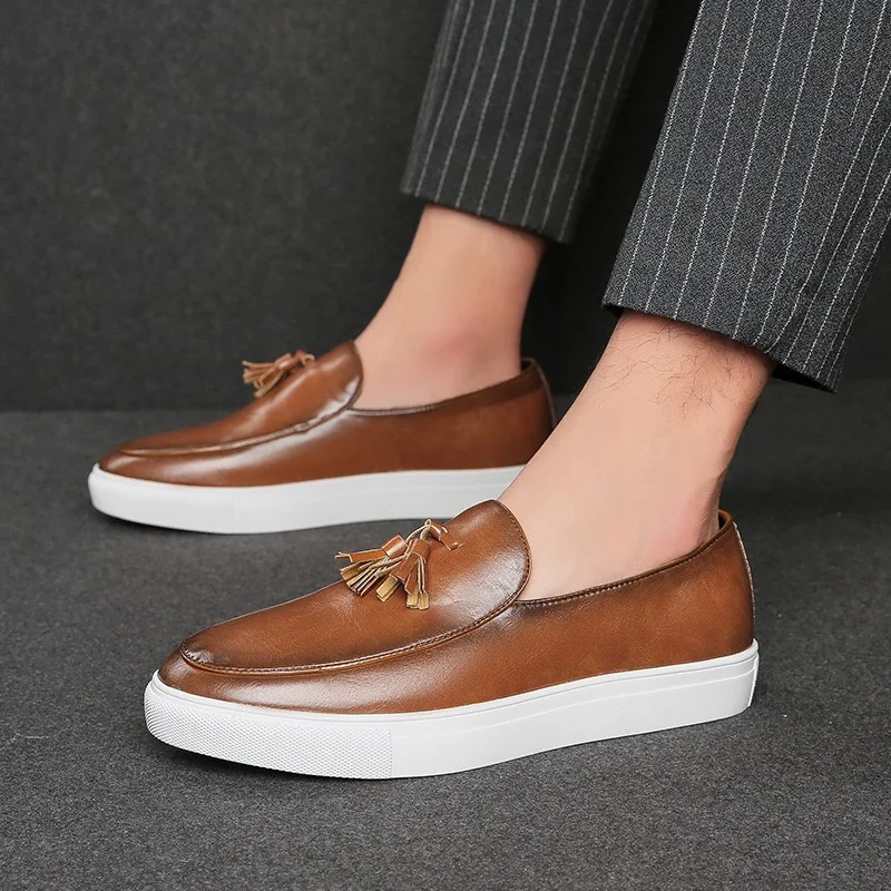 Men's Leather Shoes Fashion Italy Casual Shoe Business Office Dress Shoes Comfort Driving Shoes for Men Slip on Loafers Big Size