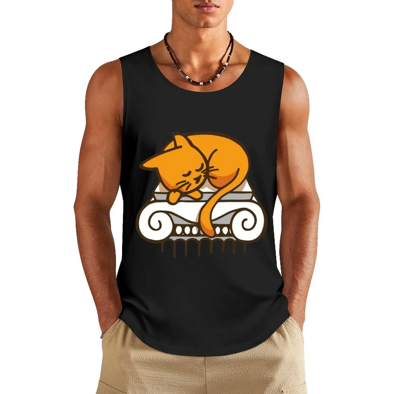

Greek Cat Tank Top sleeveless vest men gym t-shirts man Man gym clothes