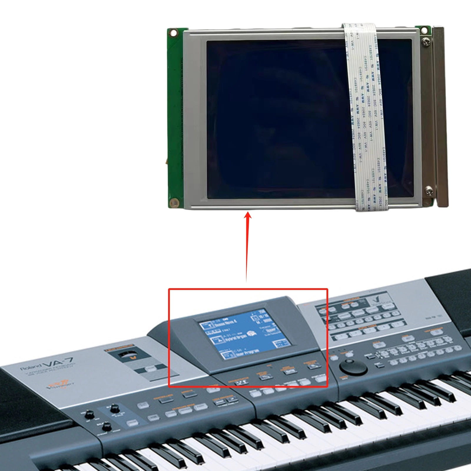 New  Compatible LCD Display Screen for Roland E-50 E50 E-60 E60 VA-3 VA3 VA-7 VA7 VA76 VA-76 Screen display Repair Parts