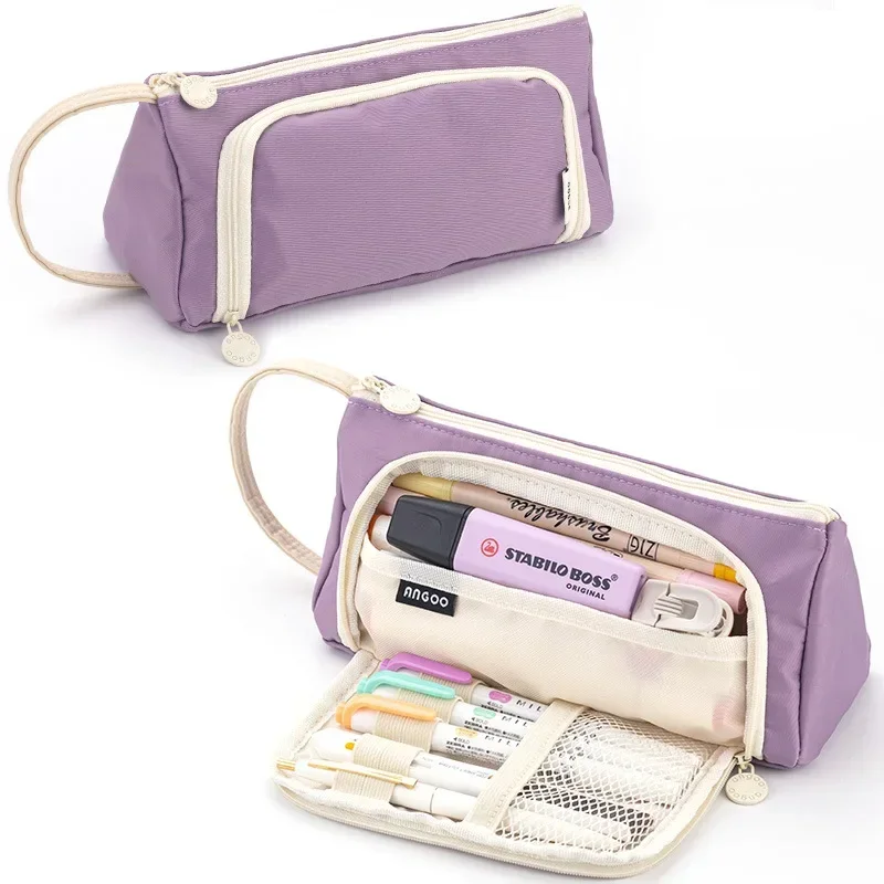 Estuche para lápices de gran capacidad de diseño Simple, bolsa de papelería, organizador de oficina para escuela, universidad, para adolescentes, niñas y estudiantes