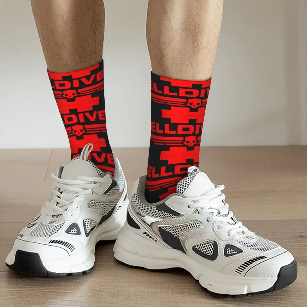 Hip Hop Vintage Red Sign Crazy Men's compression Socks Unisex H-Helldivers Harajuku Seamless Printed Funny Novelty Happy Crew