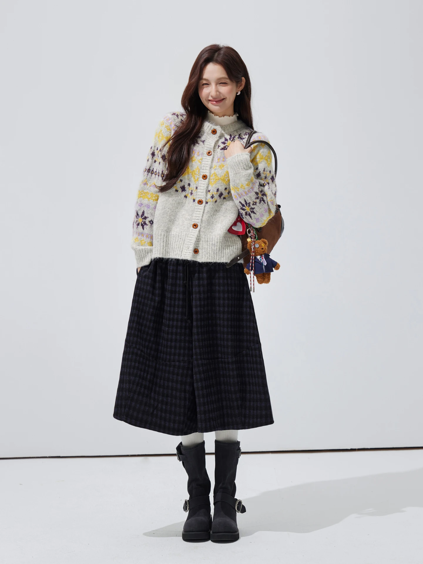 

Ретро-кардиган вязаный женский, модный, в стиле «ленивый шик», универсальный свитер-жакет Wood Easy Fei Island, новая зимняя коллекция