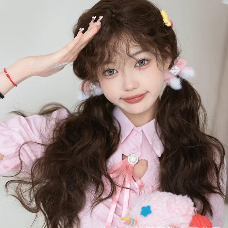 

FC6Wig Женские длинные вьющиеся волосы Шерстяные локоны Kawaii Lolita Повседневные натуральные модные локоны Челка Полная голова Косплей Термостойкие @ FC8!