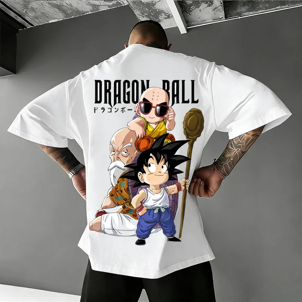 

Футболка унисекс из чистого хлопка Dragon Ball Goku, лето 2026, свободный повседневный топ с короткими рукавами в американском стиле с принтом аниме для родителей и детей