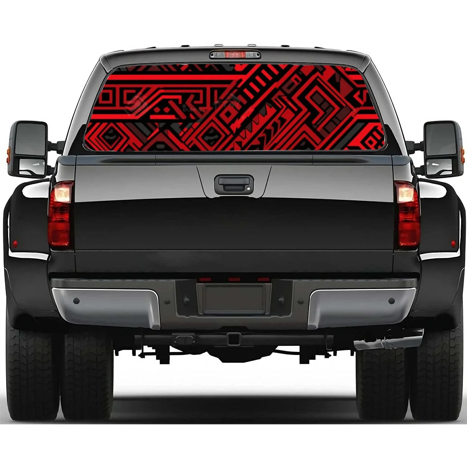 

Racing Tribal Pattern Rear Window Decal Fit Pickup,Truck,Car Universal See Through Perforated Back Windows Vinyl Sticker