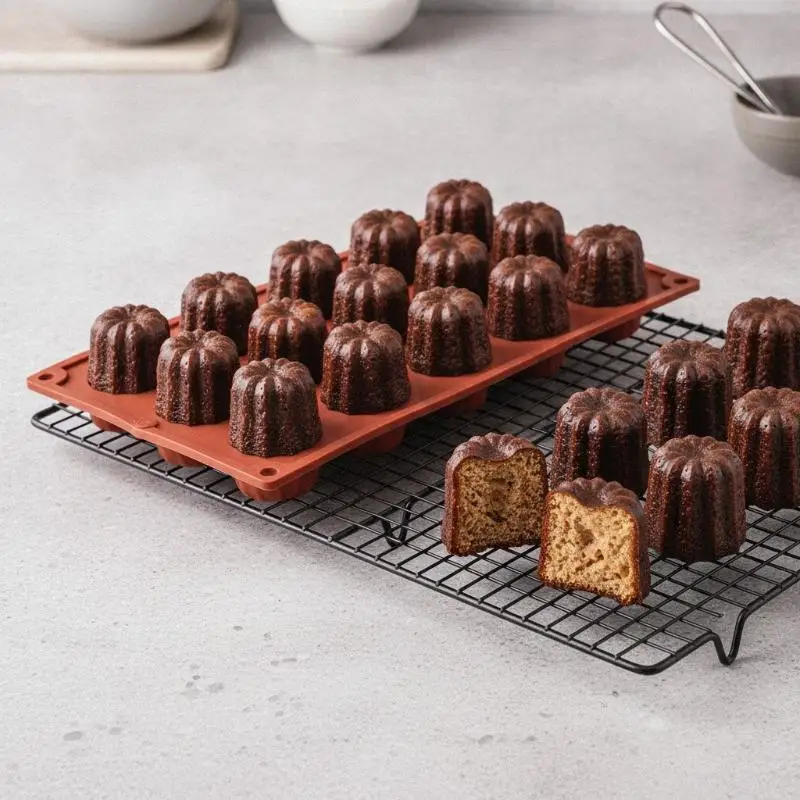 18 Cavity BPA Free Silicone Caneles Mold Reusable Fluted Cake Muffin Baking Tray for Home Bakery Dessert Making