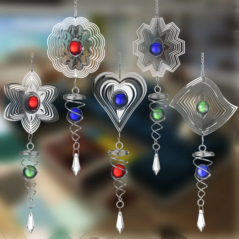 Silent 3D Rotating Wind Chime, Stainless Steel Mirror Wind Chime, Home Hanging Decoration Gift