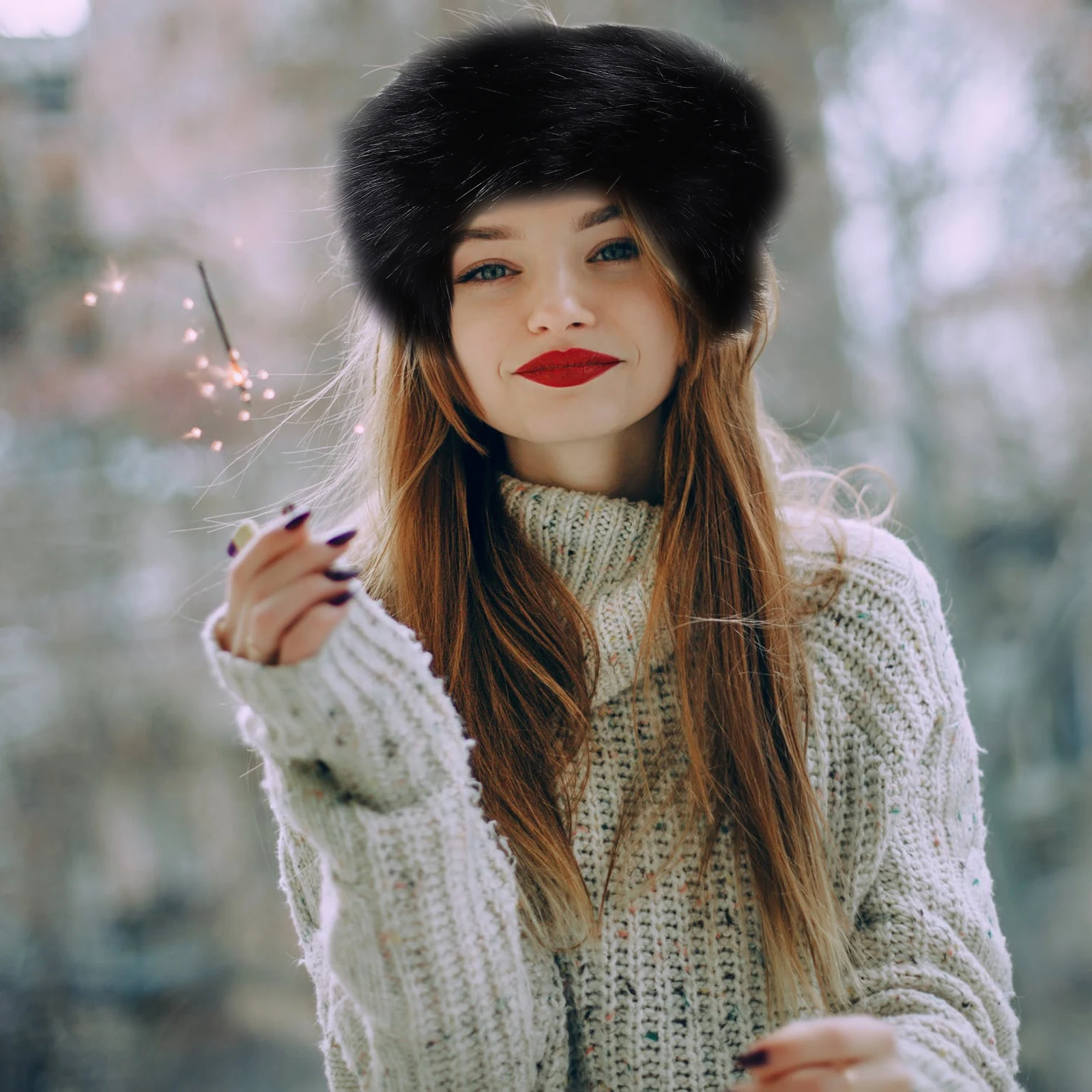 

Warm Hat Head Cover Furry Headbands for Women Women's Hats & Caps Earpiece
