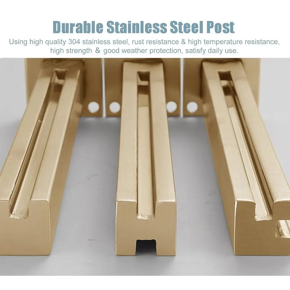 階段の手すり、ゴールドガラスの手すり支柱キット、屋外デッキ、屋内階段プラットフォーム仕切りガラス欄干システム、ステンレス