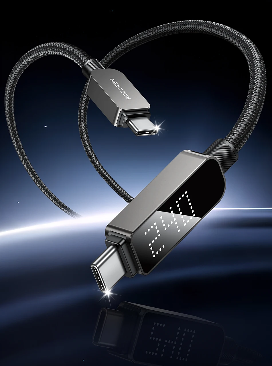 Rocoren Digitales Display USB-C-Kabel 240W PD 3.1 Schnellladekabel Typ C zu C für iPhone 17 16 15 Xiaomi Huawei Macbook iPad – Detail 2