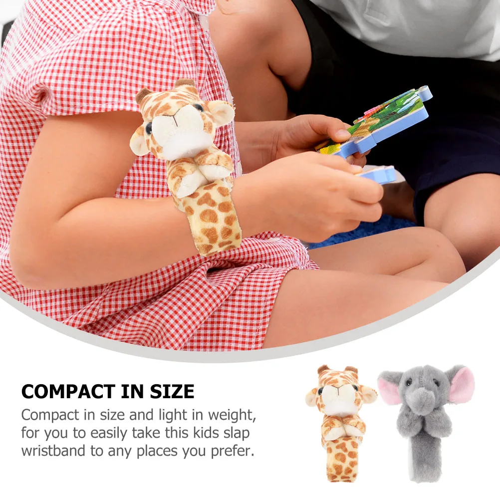 

2 Pcs Simulated Animal Bracelet Farm Animals Toy Pp Cotton Stuffed Slap Bracelets