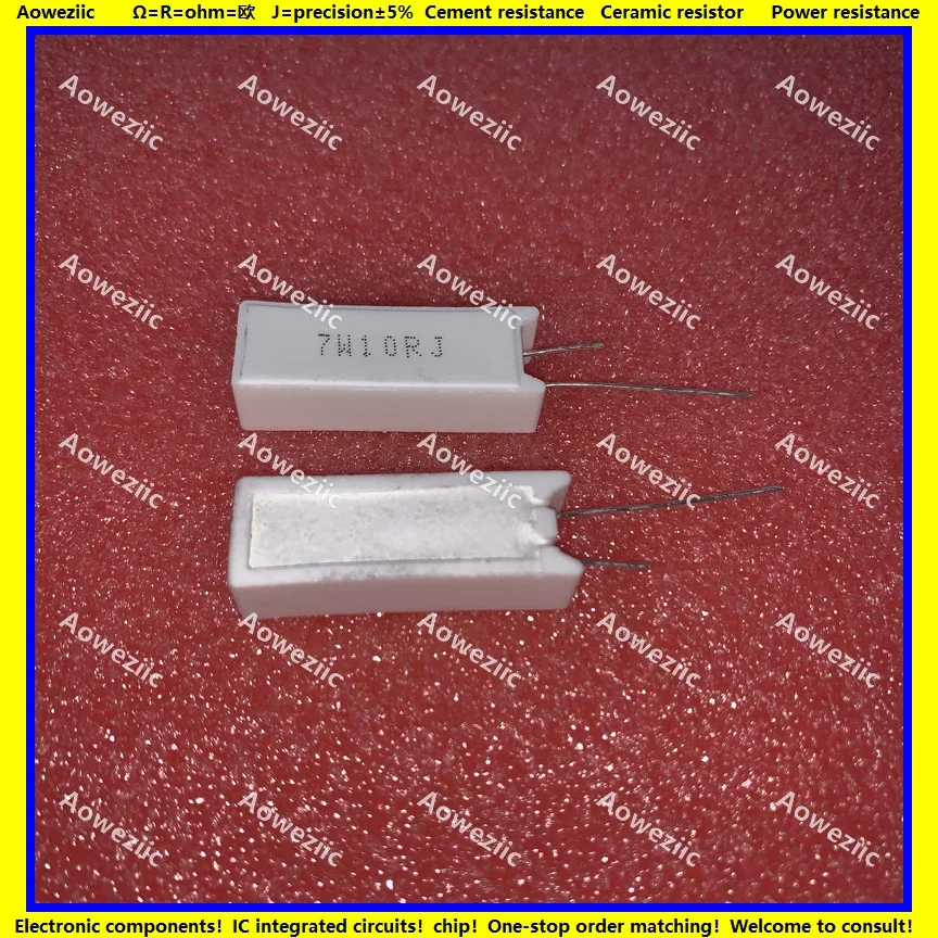 10Pcs 7W10RJ 7W10ΩJ RX27-5 Vertical Cement Resistance 7W 10 ohm 10RJ 7W10R 7W10R Ceramic Resistance precision 5% Power