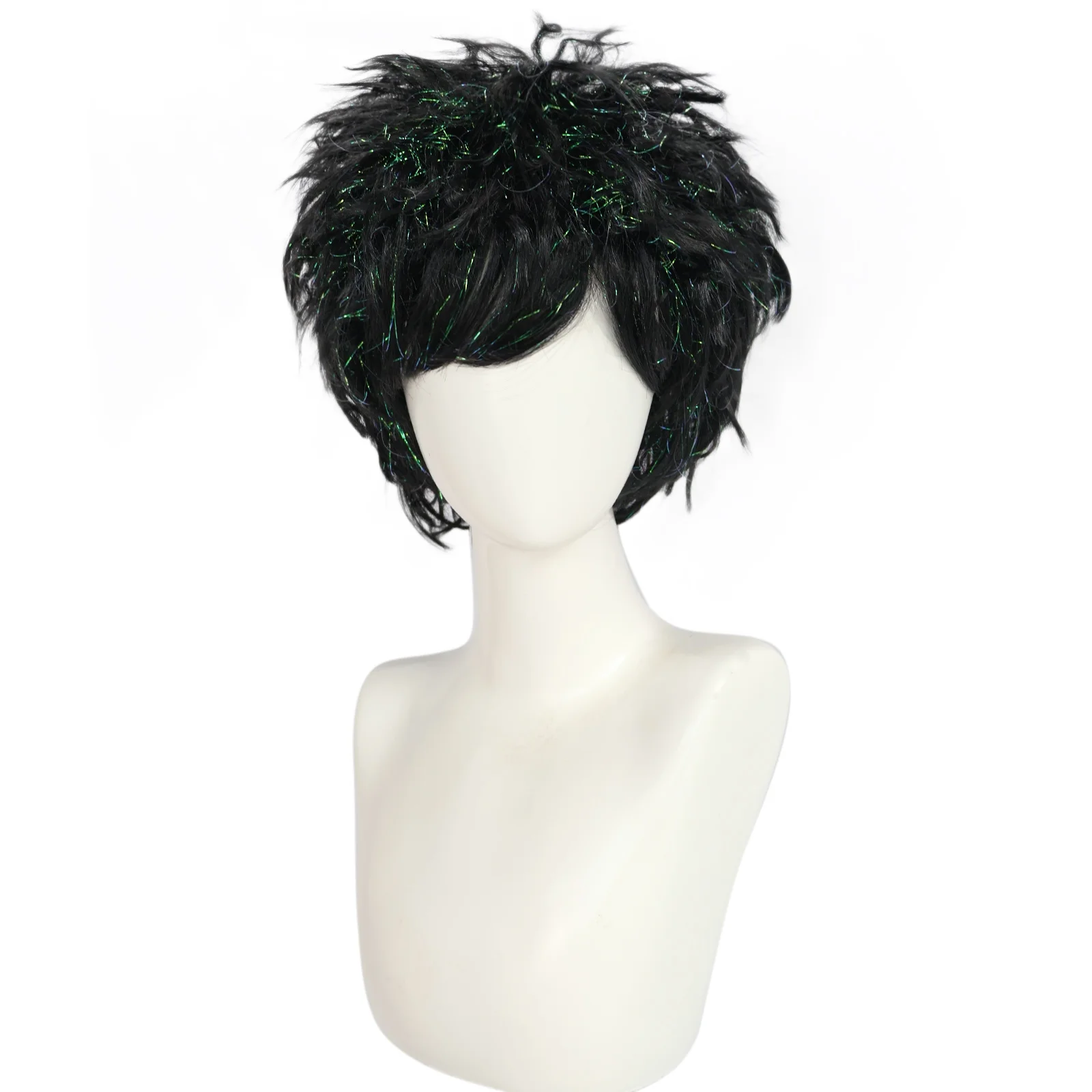 

Synthetic Black, Orange, Gold, White Short Straight Men'S Cosplay Wig With Fluffy Bangs Suitable For Men'S Cosplay Dressing Wig