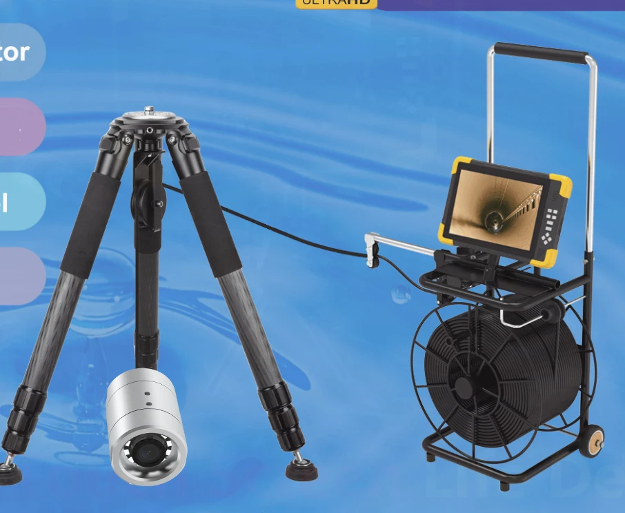 Good Quality 10inch 4K 200m 5MP Video Water Well Drain Inspection Camera System