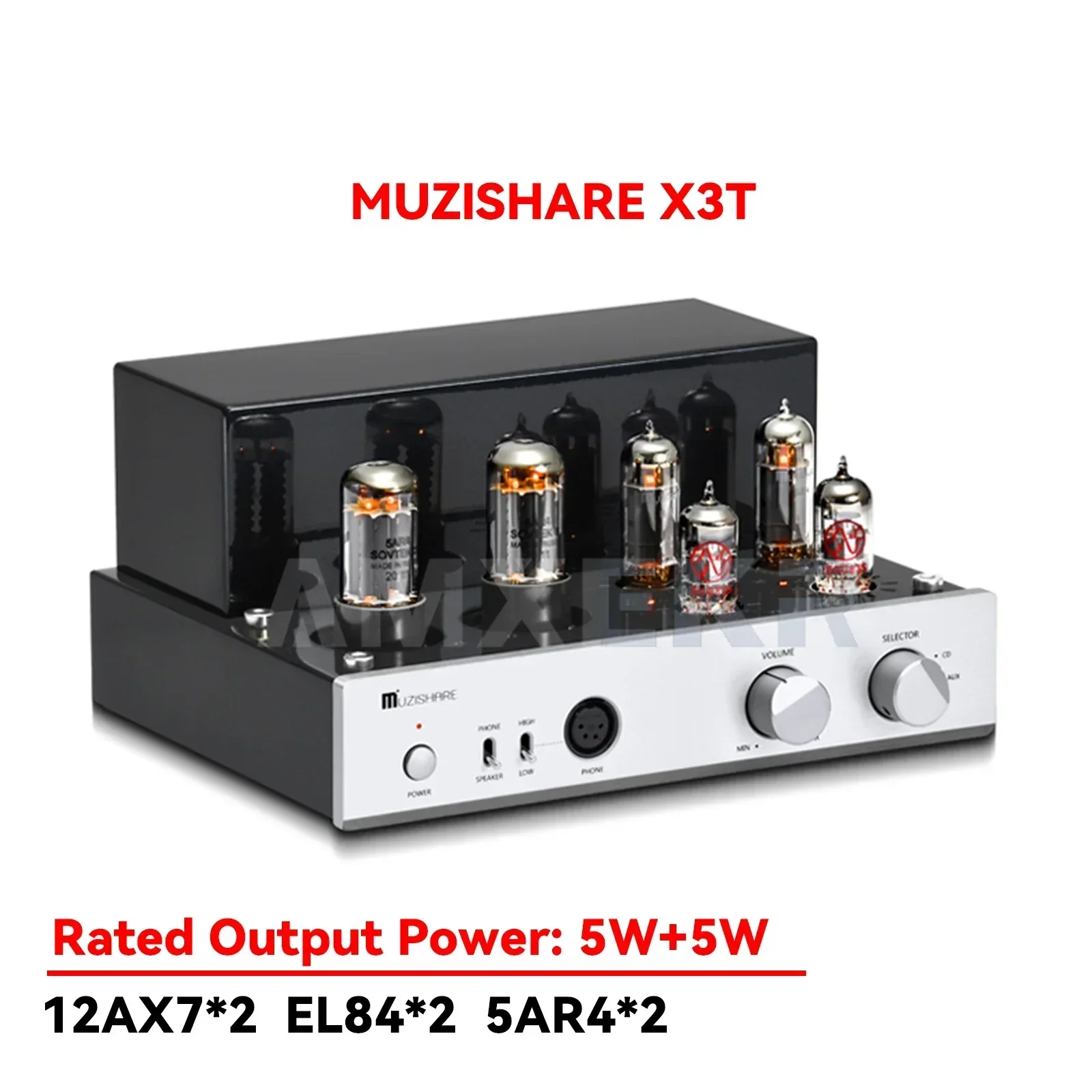 Muzishare-x3t電気管パワーアンプ、モデルel84 x 2,5 ar4 x 2、ecc83 x 2、英国からの参照