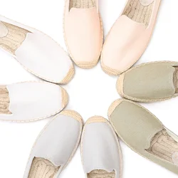 Espadrilles à enfiler en chanvre pour femmes, mocassins à plateforme plate, confortables et concises, décontractées