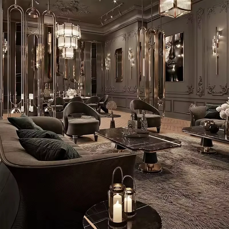 طاولة قهوة حديثة من الرخام الأسود الراقية مع وظيفة متحركة، مناسبة لأثاث غرفة المعيشة العائلية #2