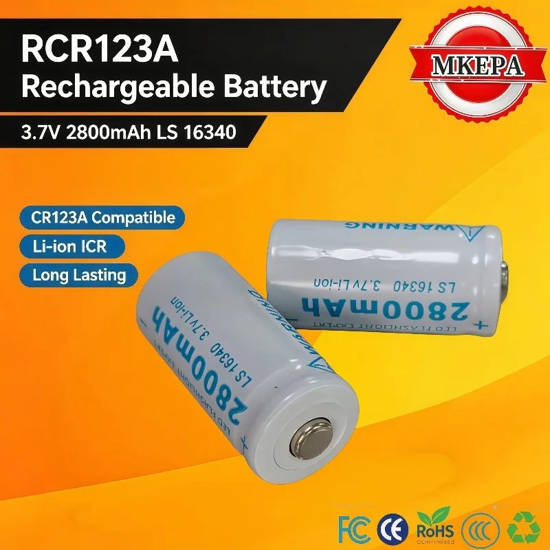 CR123A RCR123 ICR16340 3.7V 2800mAh lpega 2.8Ah NEW Lithium‑ion Rechargeable Battery For Safety Camera Equipment