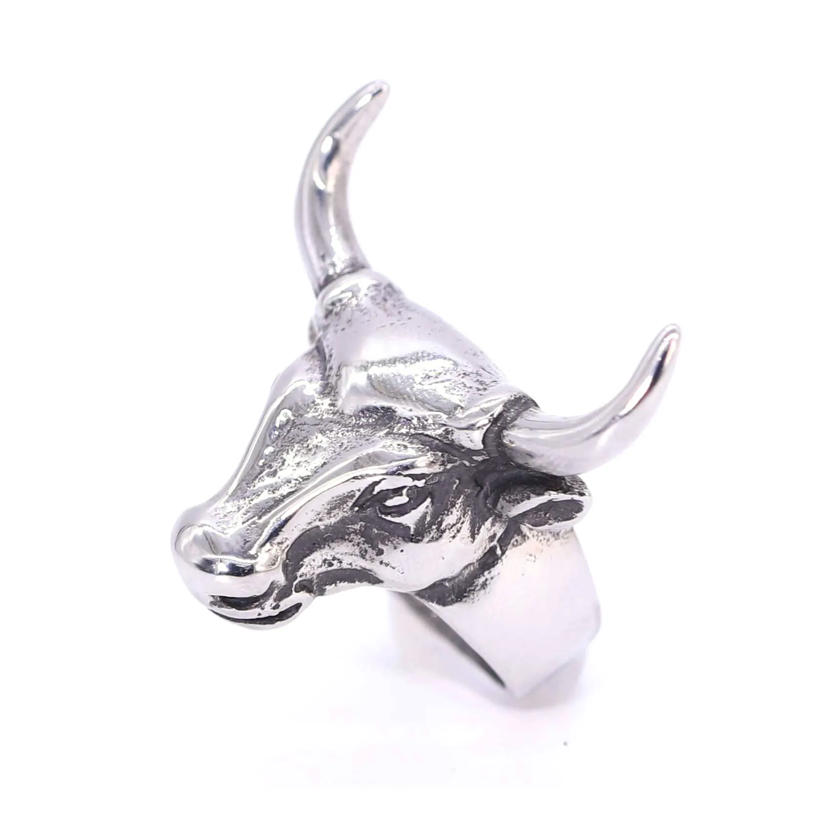 

Wholesale Punk Hip Hop Rock Motorcycle Jewelry Bull Head Stainless Steel Ring