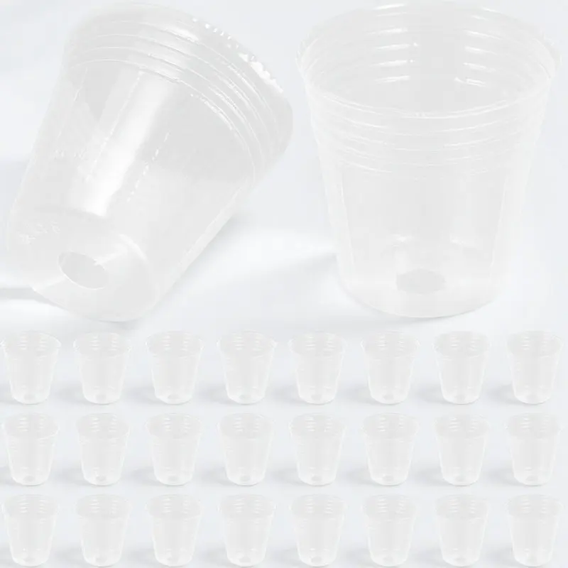 50Pcs Clear Plastic Nursery Pots for Succulents and Small Plants with Drainage Holes Plant Starter Pots for Balcony Windowsill
