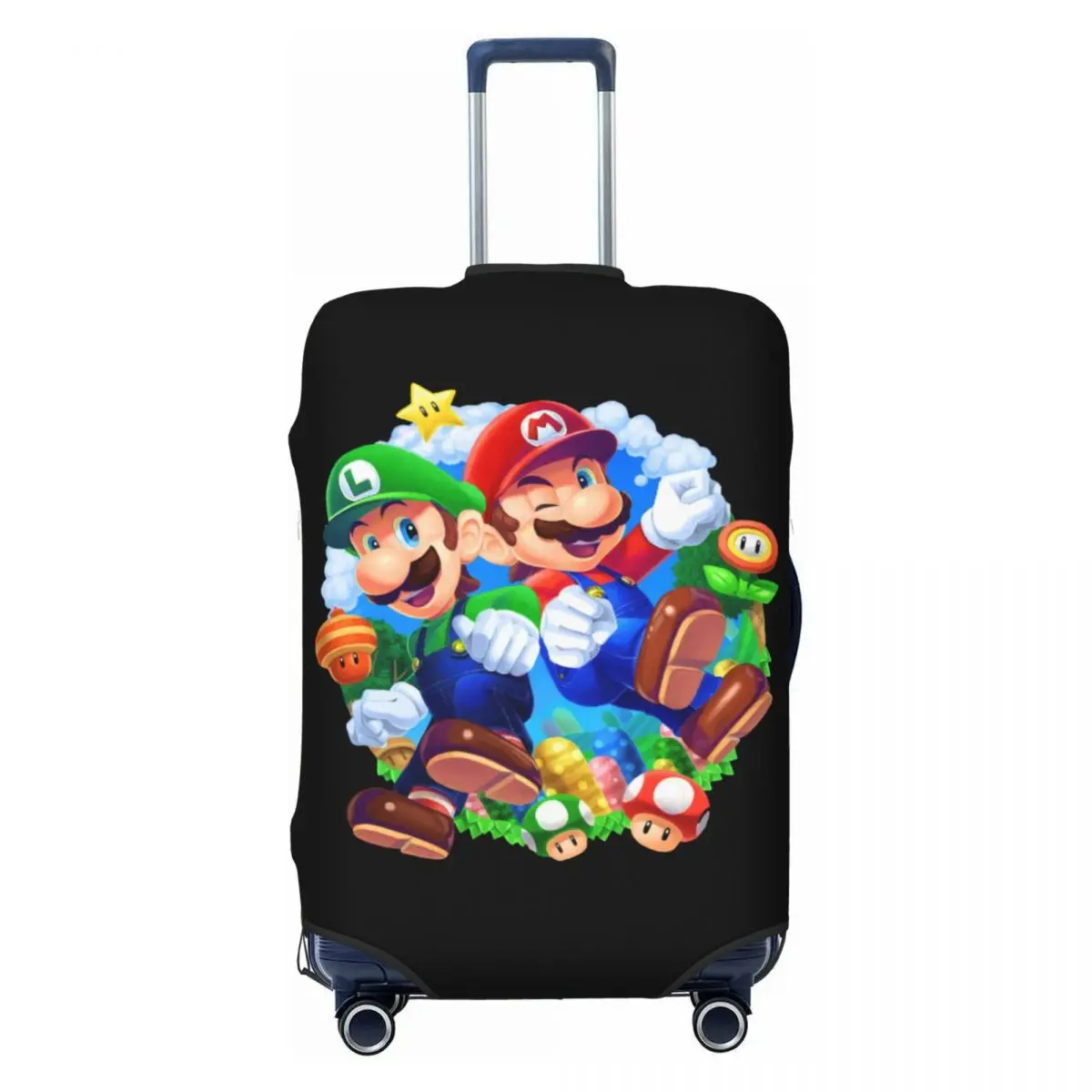 

Custom Cartoon Game Super Luigi Bors Marios Travel Luggage Cover Elastic Suitcase Cover Protector Fit 18-32 Inch