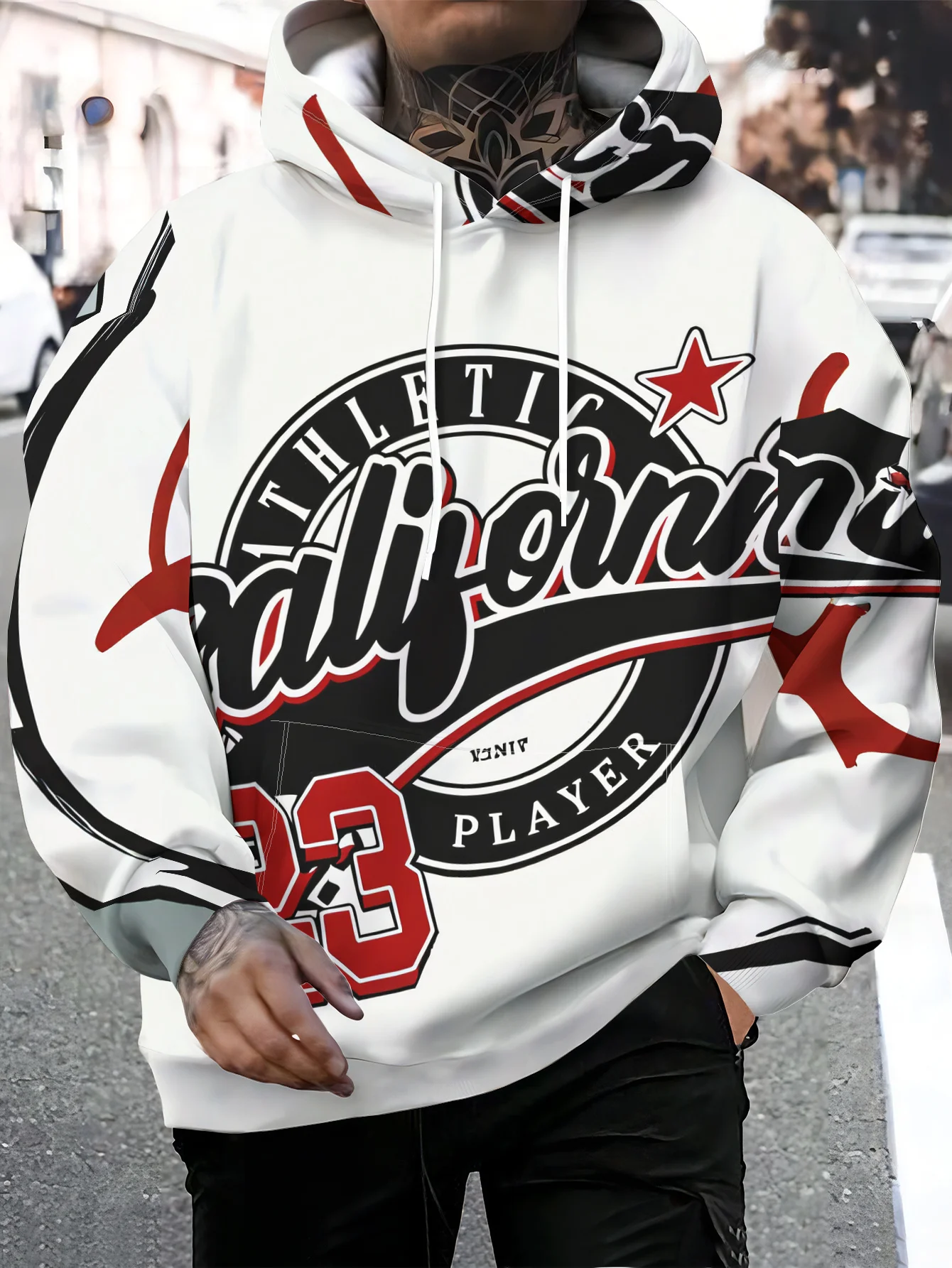 Men's and women's California 23 sports players 3D printed hooded sweatshirt retro sports street casual pullover shirt