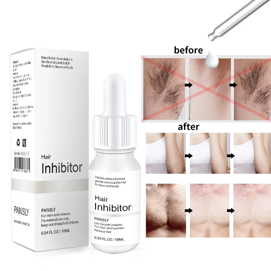 Hair Inhibitor Natural Plant Extract, Inhibiting Hair Growth & Reduce Hair & Permanent Hair Removal, 10ml/0.34 fl.oz