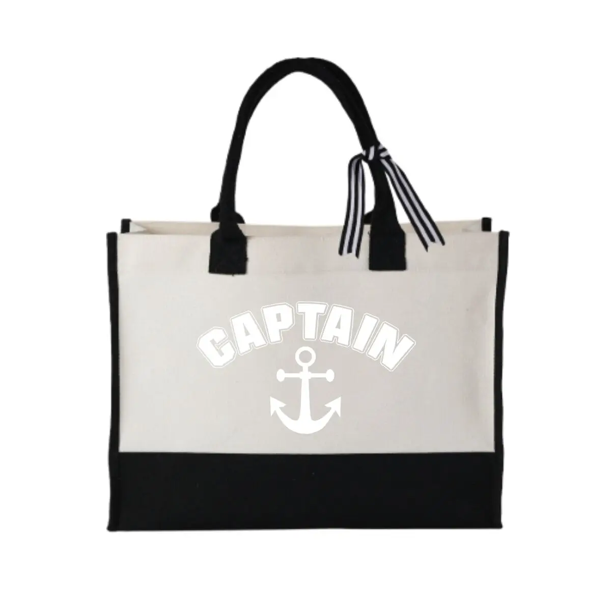

Captain Anchor Nautical Text Art Reusable Shopping Tote Simplicity Patchwork Canvas Commuting Bag