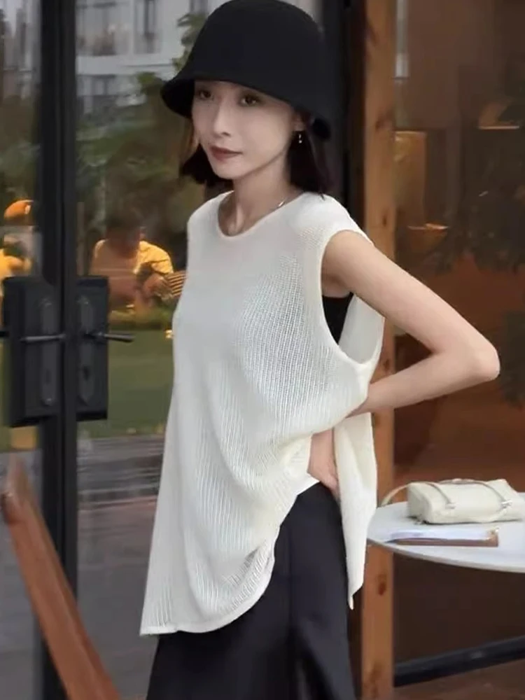 เสื้อยืดถักไหมน้ำแข็งสไตล์ยุโรป ดีไซน์ Ele ทรงกลม บางเบา ระบายอากาศได้ดี ป้องกันแสงแดด เหมาะสำหรับฤดูร้อน สวมใส่สบายสำหรับผู้หญิง