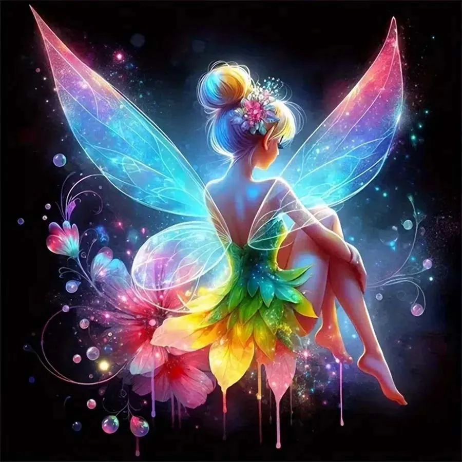 1 piece, 5D, DIY, round diamond painting kit, sprite, wing mosaic, diamond art, home decoration