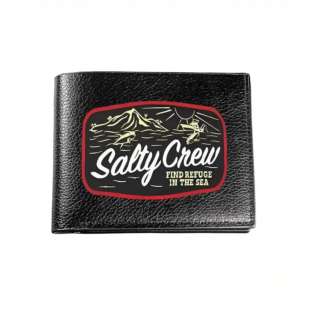 Salty Crew Find Refuge In The Sea Mountain And Sea Scene Printed Men's Wallet Card Holder Casual Business Fashion Design