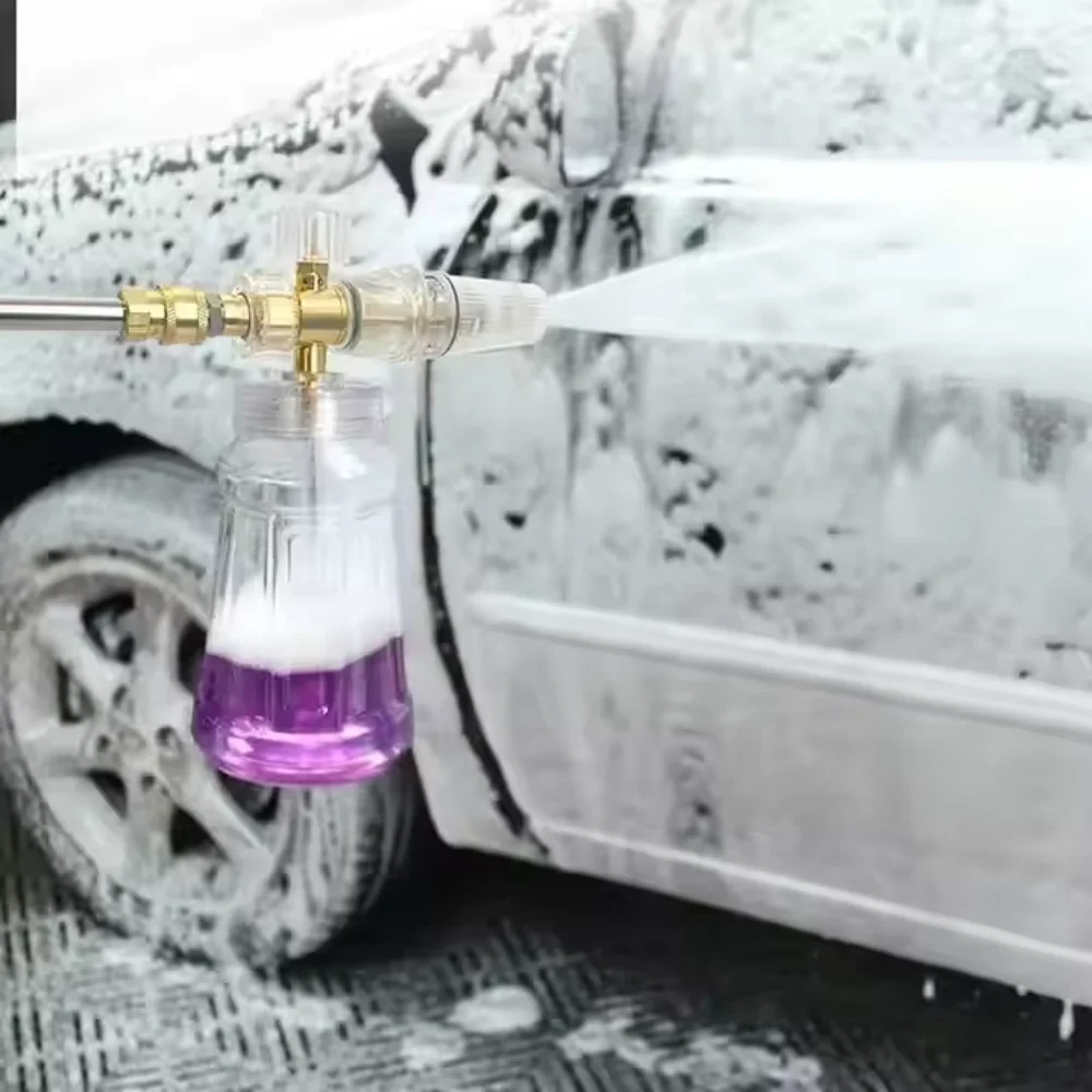 high-density foam Adjustable 1/4 high pressure 1L transparent car washing snow foam sprayer kettle bottle
