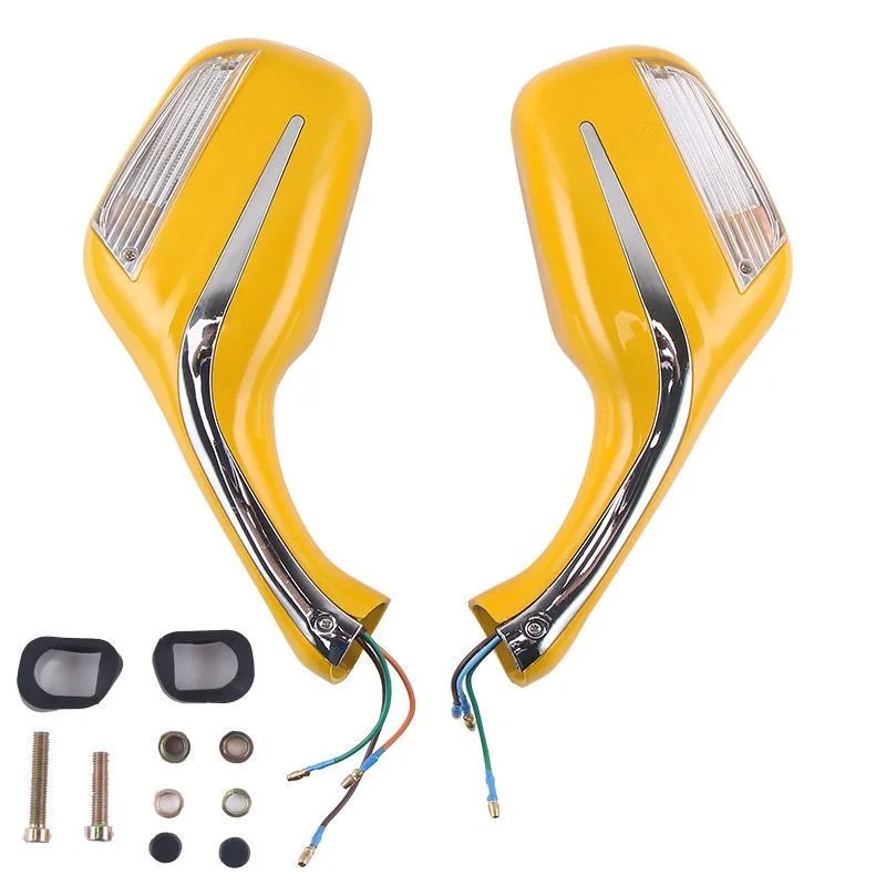 Modified Side Mirrors With Light for Honda Yamaha Kymco Suzuki Piaggio SYM Loncin 50cc-450cc 8mm Scooter Rearview Back Glasses