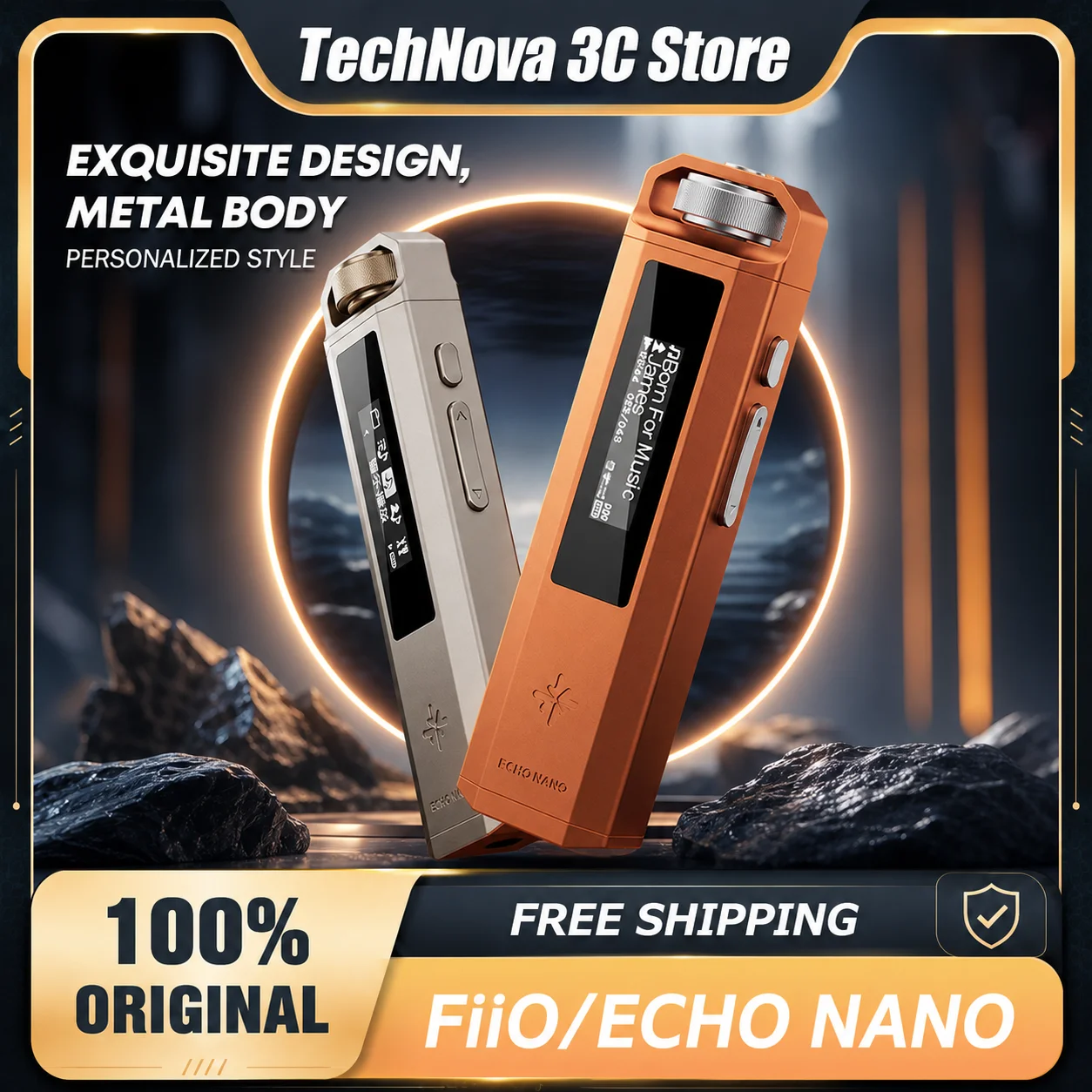 FiiO SnowSky ECHO NANO Portable Lossless HiFi Music Player Portable MP3 Music Player, High Resolution Audio DAP for Audiophiles